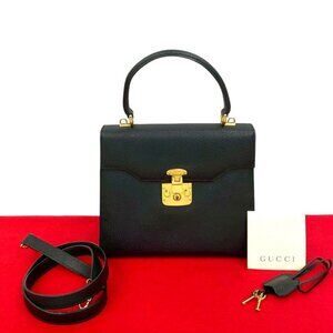 Gucci Vintage Ladylock Leather 2-Way Handbag